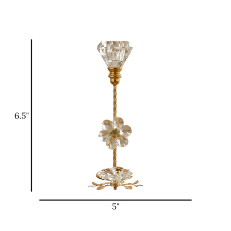 fancy metalcandle stand with 2 crystal flower small 6.5''x5'' china