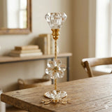 fancy metalcandle stand with 2 crystal flower small 6.5x5 china