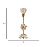 fancy metal candle stand with 2 crystal flower medium 8.5x5 china