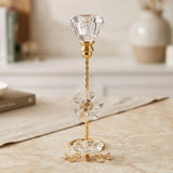 fancy metal candle stand with 2 crystal flower medium 8.5x5 china