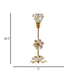 fancy metal candle stand with 2 crystal flower large 10.5x5 china