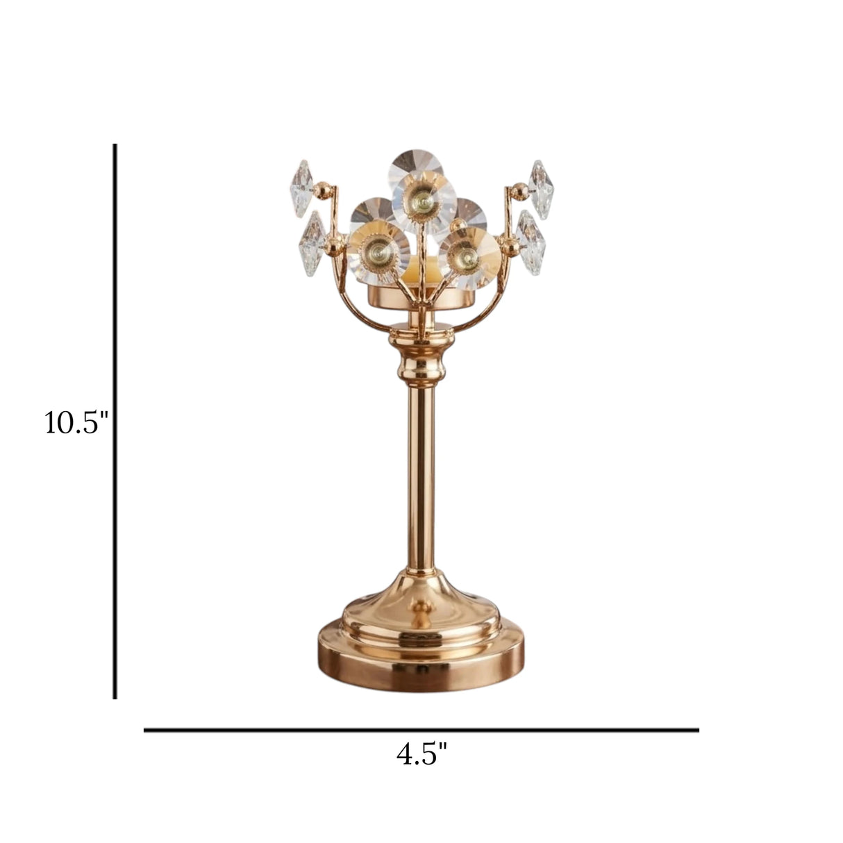 fancy metal candle stand with crystal beads medium 10.5x4.5 china