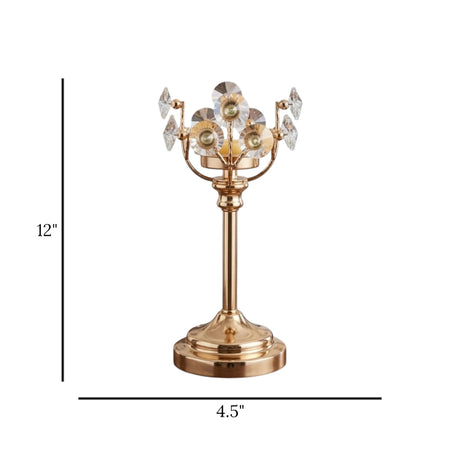 fancy metal candle stand with crystal beads large 12''x4.5'' china