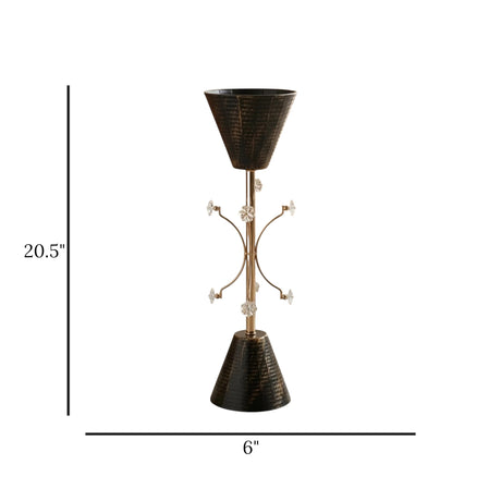 metal flower stand with crystal beads antique black small 20.5''x6'' china
