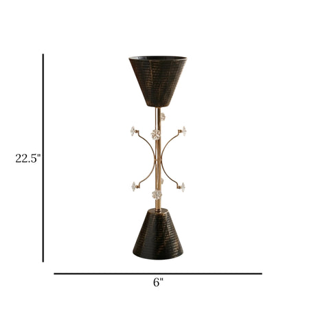 metal flower stand with crystal beads antique black large 22.5''x6'' china