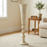 metal flower stand with 3 ball antique off white large 30x7 china