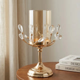 fancy metal candle stand with crystal beads small 12x5 china