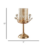 fancy metal candle stand with crystal beads medium 13x5 china