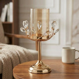 fancy metal candle stand with crystal beads medium 13x5 china
