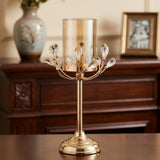 fancy metal candle stand with crystal beads large 15x5 china
