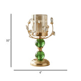 fancy metal candle stand with 2 crystal ball green medium 10x4 china