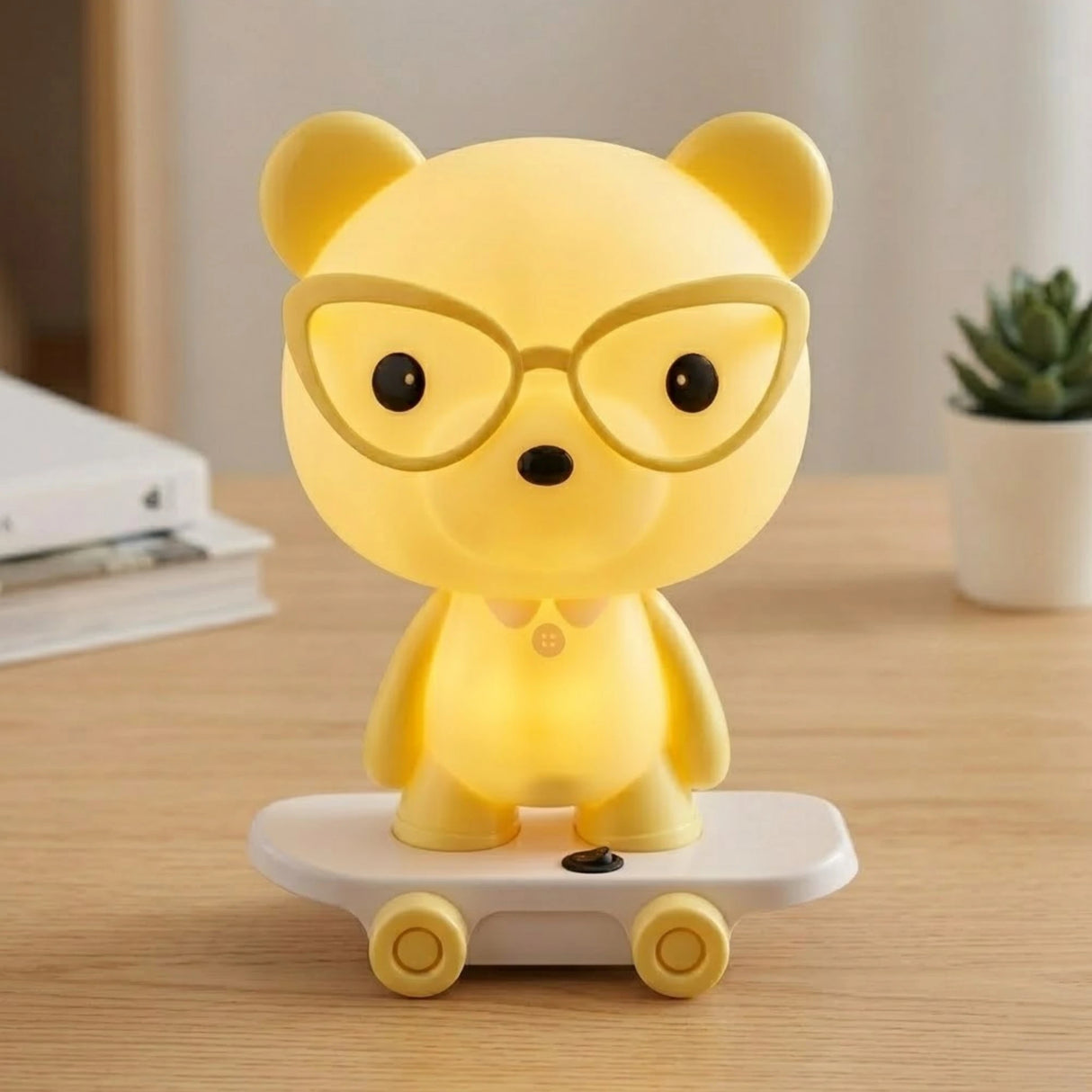 plastic baby lamp skateboard bear yellow 13x9 china