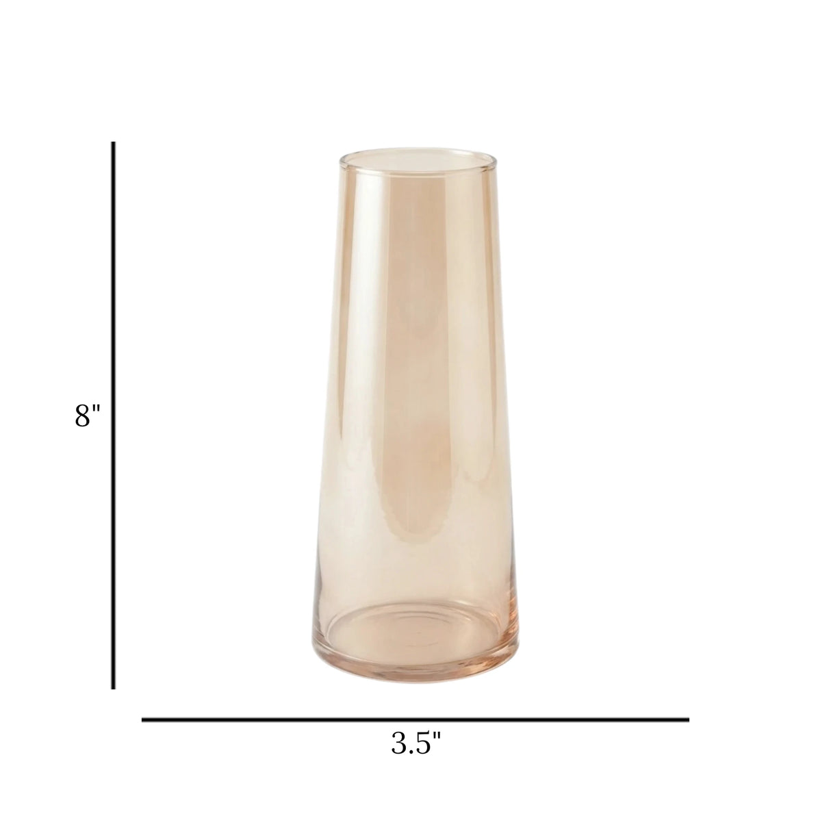 glass tube vase golden small 8''x3.5'' china