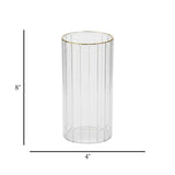 glass tube vase lines golden ring small 8''x4'' china