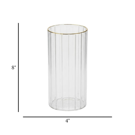 glass tube vase lines golden ring small 8''x4'' china