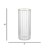 glass tube vase lines golden ring medium 10''x4'' china