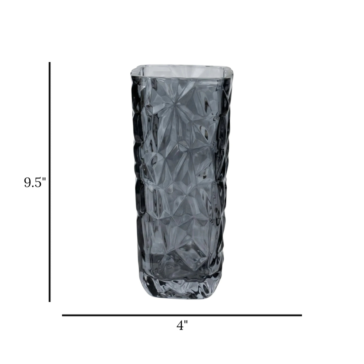 glass vase diamond cut black shine 9.5''x4'' china