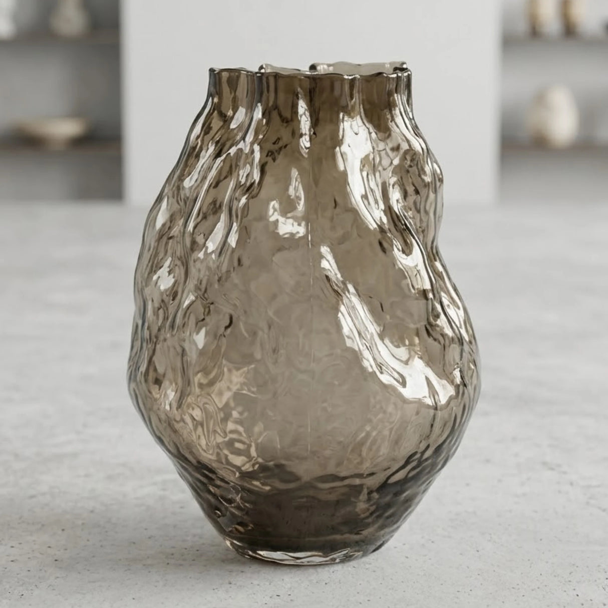 glass vase black shine small 10''x4'' china