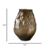 glass vase black shine large 13.5''x4.5'' china