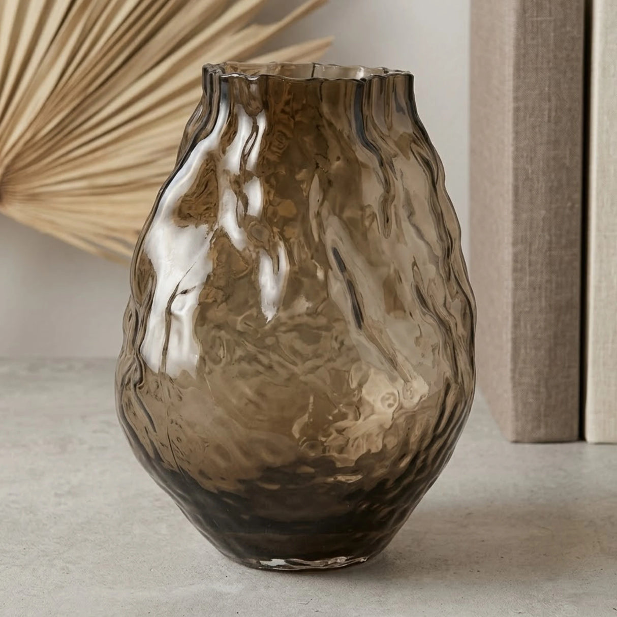 glass vase black shine large 13.5''x4.5'' china