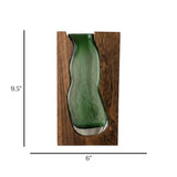 glass wood vase wavy green small 9.5''x6'' china