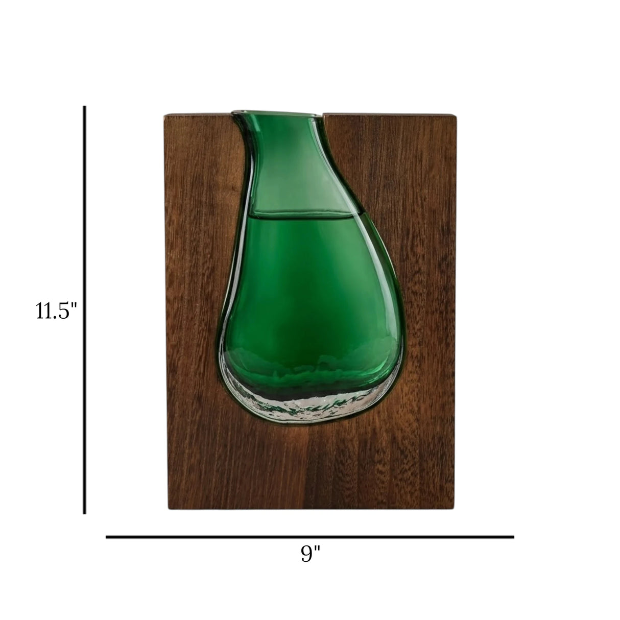 glass wood vase green large 11.5''x9'' china