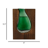 glass wood vase green large 11.5''x9'' china