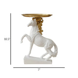 statue horse with plate fiber white & golden 10.5''x7'' china
