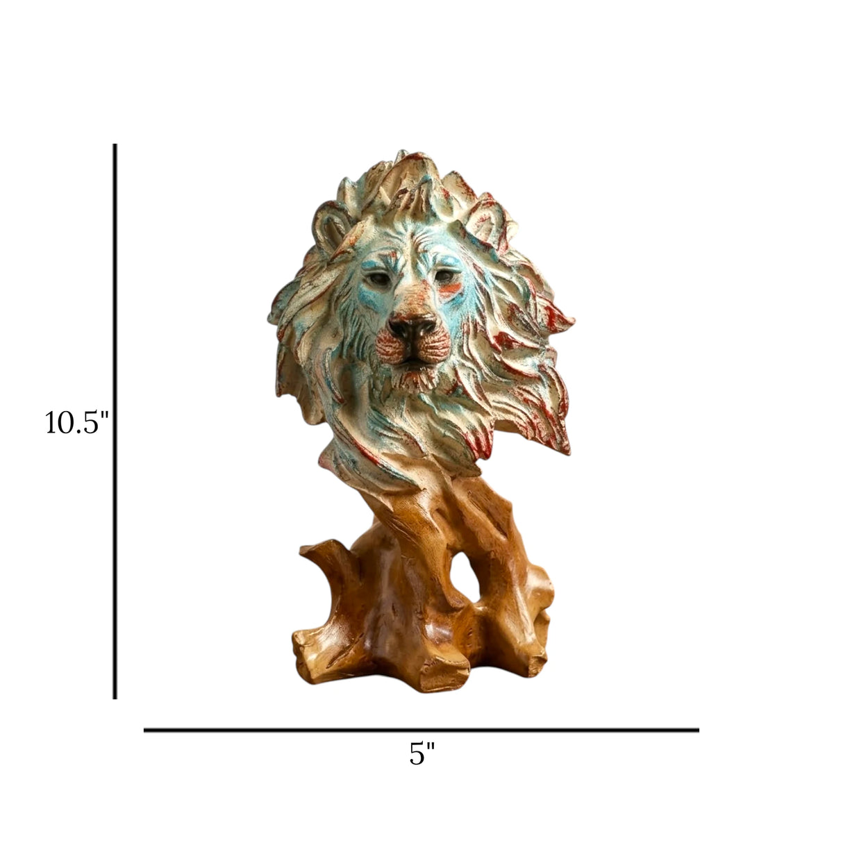 statue lion head fiber multicolored 10.5''x5'' china