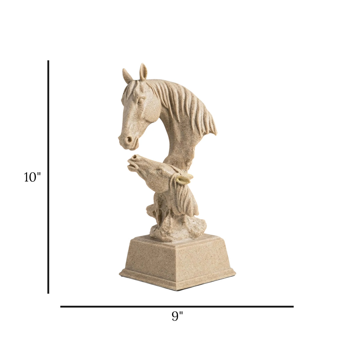 statue horse 2 head fiber dusty 10''x5'' china