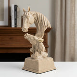 statue horse 2 head fiber dusty 10''x5'' china
