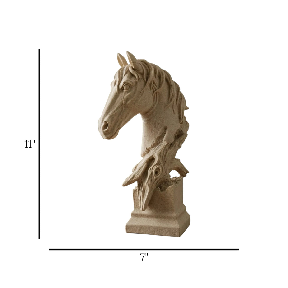 statue horse head fiber dusty 11''x7'' china