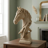 statue horse head fiber dusty 11''x7'' china
