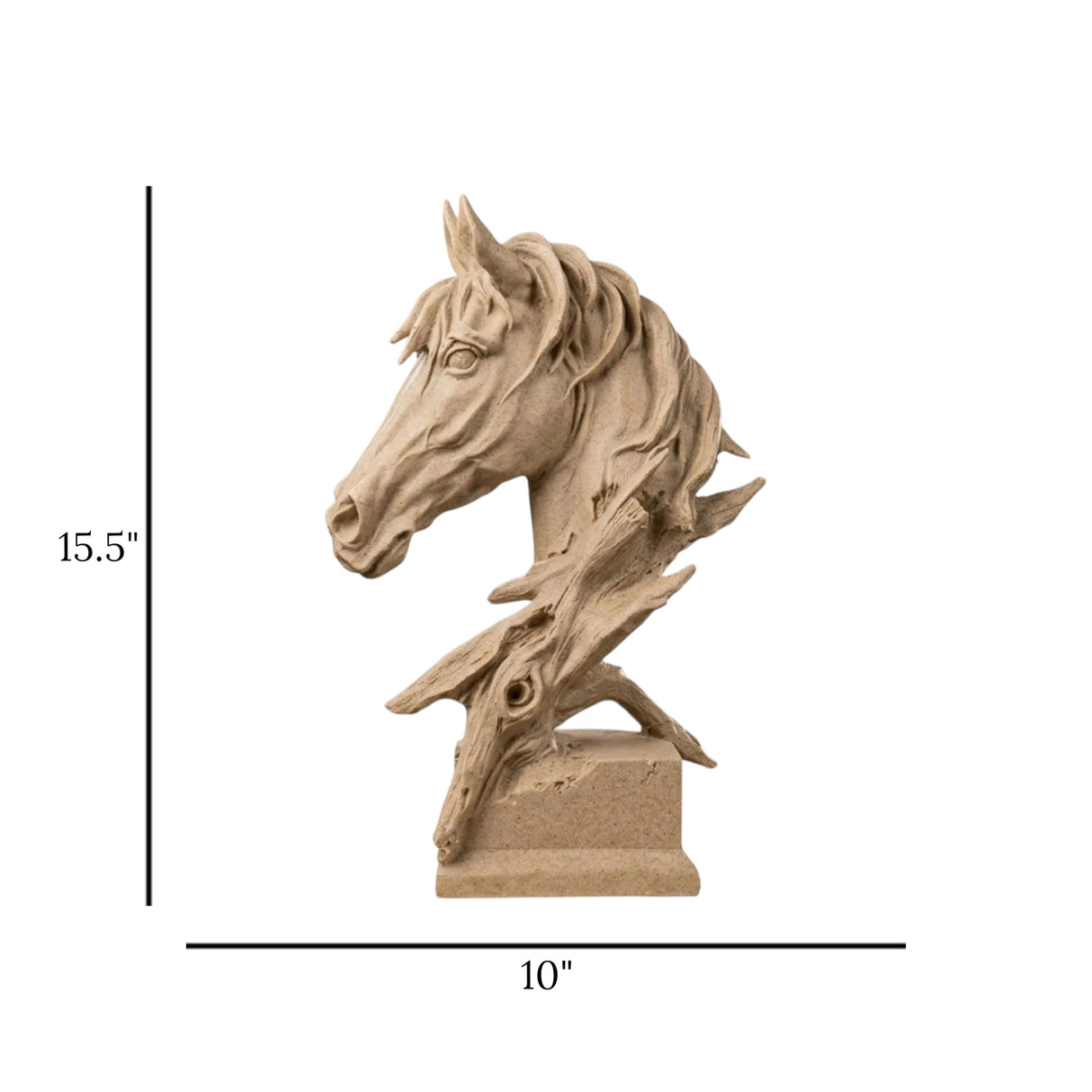 statue horse head fiber dusty 15.5''x10'' china