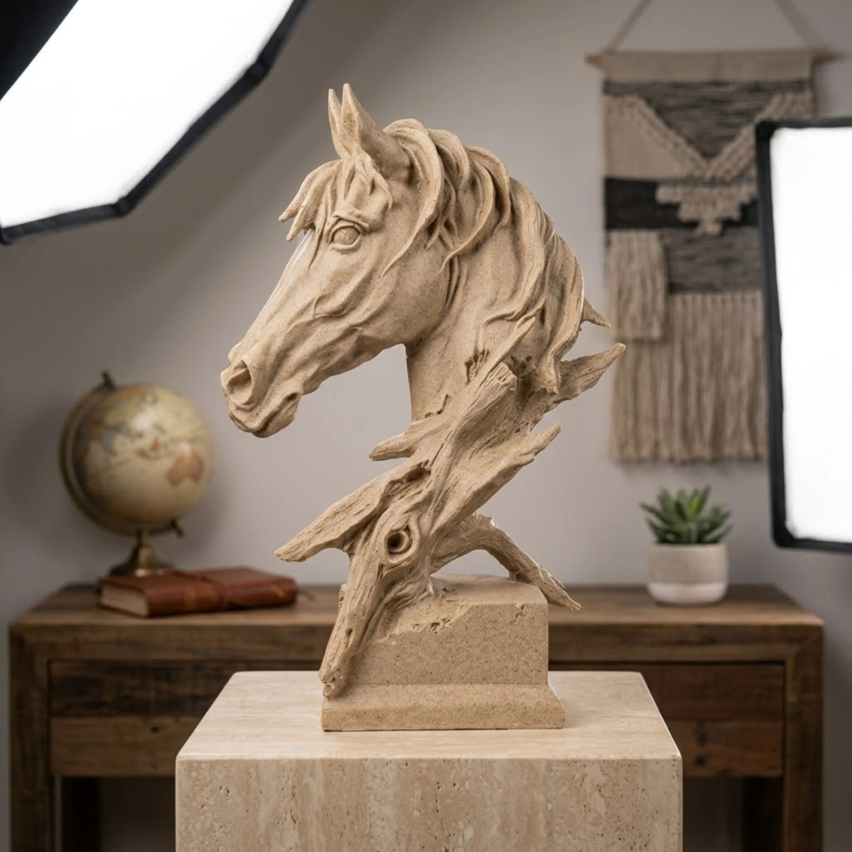statue horse head fiber dusty 15.5''x10'' china
