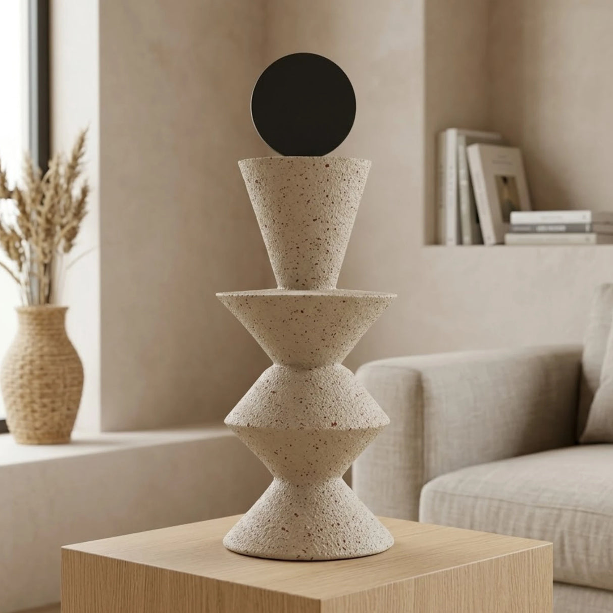 abstract geometric pillar fiber dusty 11"x4" china