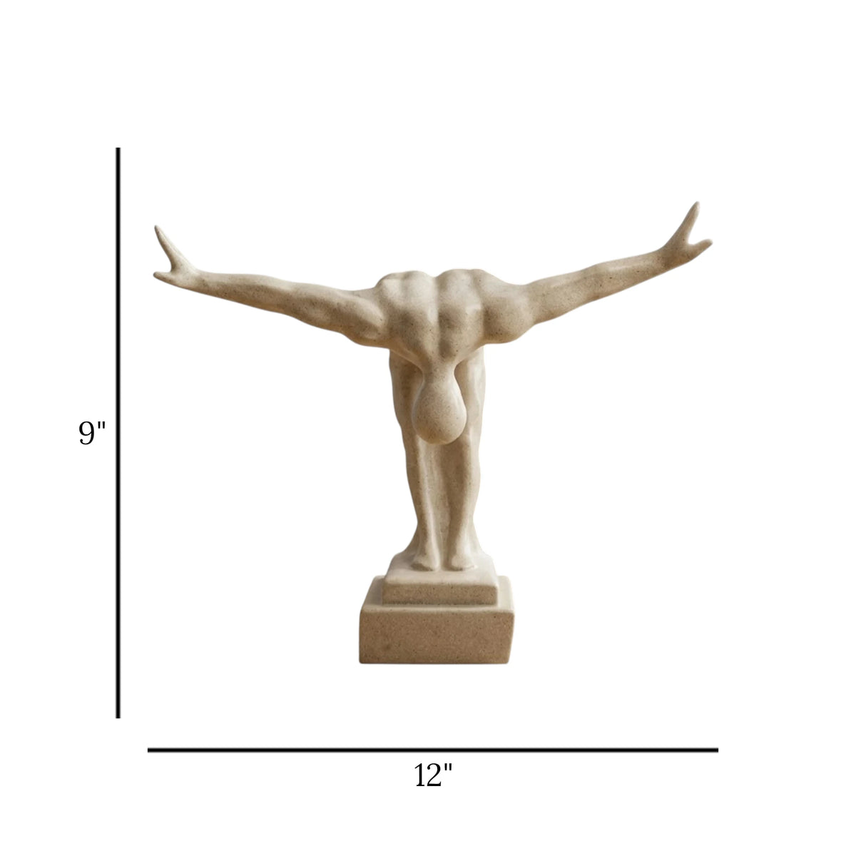 sculpture saluting man fiber dusty 9"x12" china