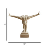 sculpture saluting man fiber dusty 9"x12" china