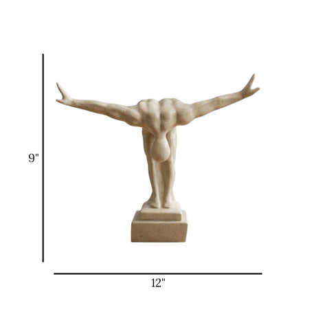 sculpture saluting man fiber dusty 9"x12" china