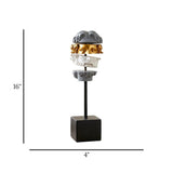 sculpture slice face fiber golden&white 16''x4'' china