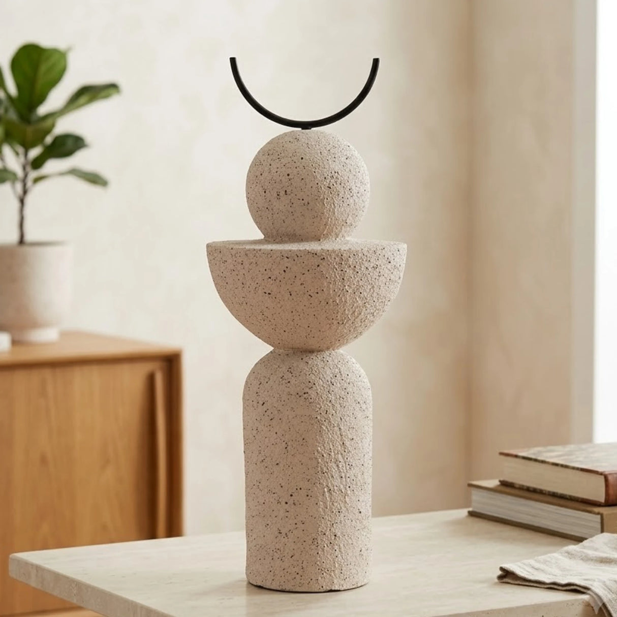 sculpture pillar with arch fiber white 11"x4" china