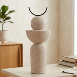 sculpture pillar with arch fiber white 11"x4" china