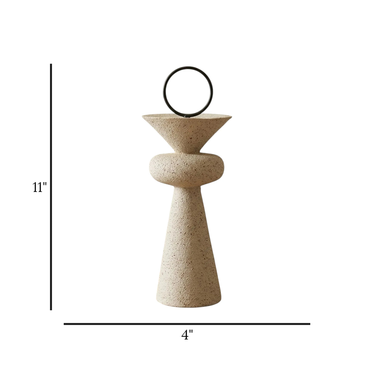 sculpture pillar with ring fiber dusty 11"x4" china