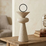 sculpture pillar with ring fiber dusty 11"x4" china