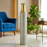 metal floor vase zebra sky blue & golden medium 38"x6" china