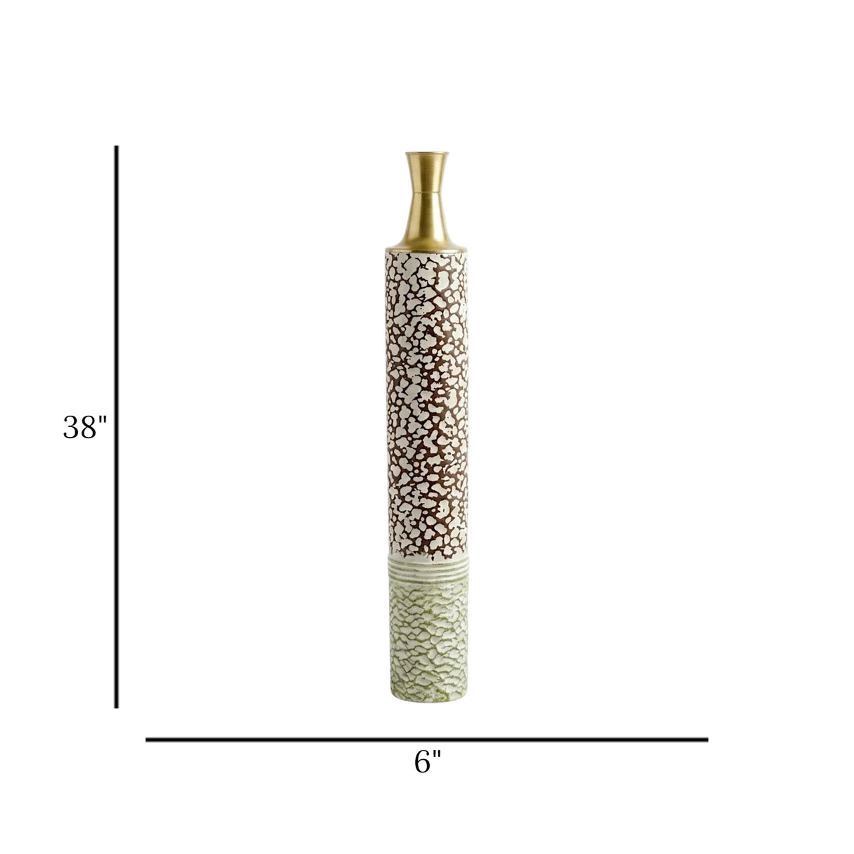metal floor vase 2tone white small 38"x6" china
