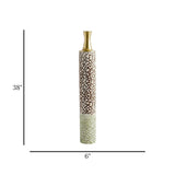 metal floor vase 2tone white small 38"x6" china