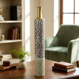 metal floor vase 2tone white small 38"x6" china