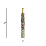 metal floor vase 2tone white large 42"x8" china