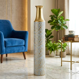 metal floor vase zebra sky blue & golden small 32"x5" china